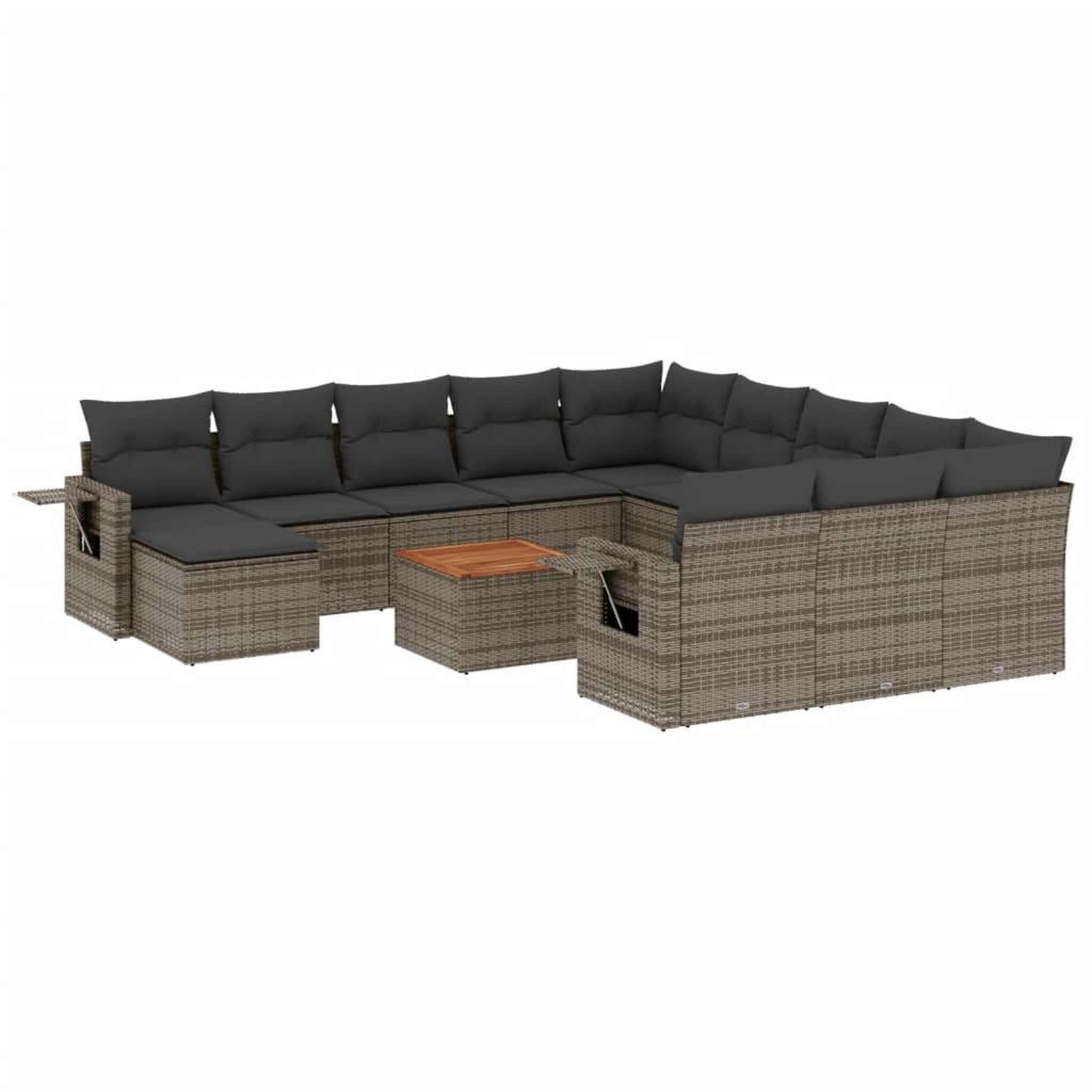 Voir la diapositive 2 : VIDAXL Salon de jardin avec coussins 13 pcs gris resine tressee