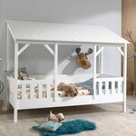 Paris Prix Pack - Lit Cabane Enfant, Sommier & Matelas  Housebed III  90x200cm Blanc