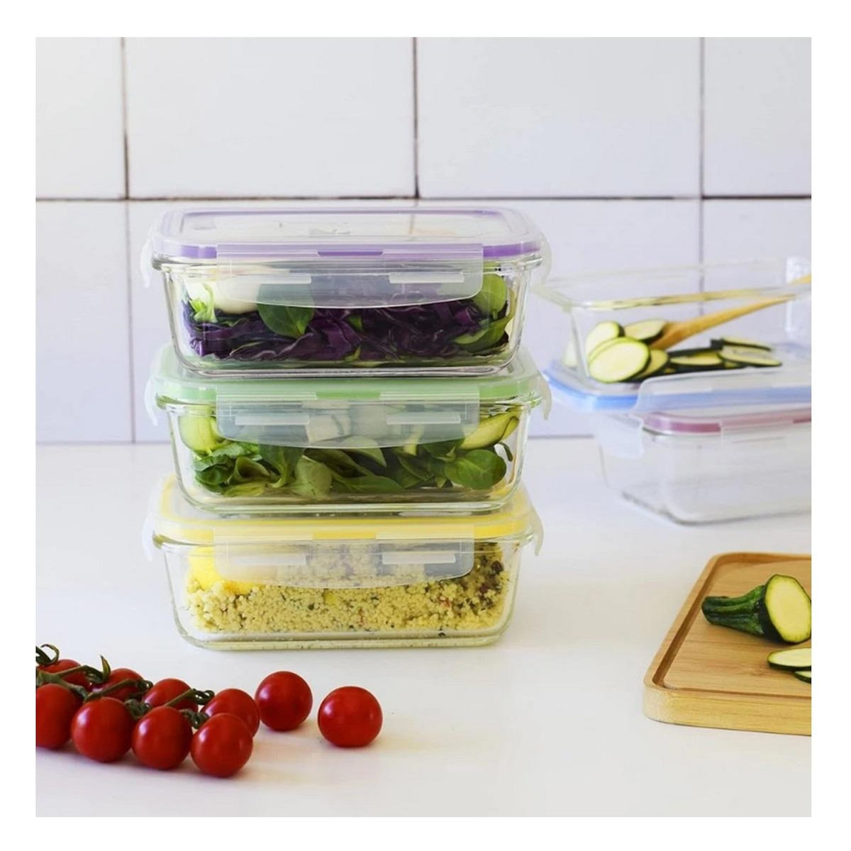 PEBBLY 5 boîtes rectangulaires batch cooking - PKV-5SRB