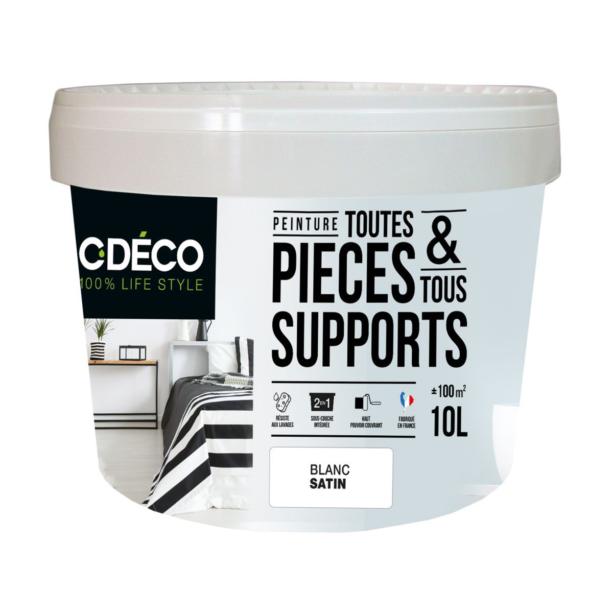 CDECO Peinture de décoration couleur blanc satin 