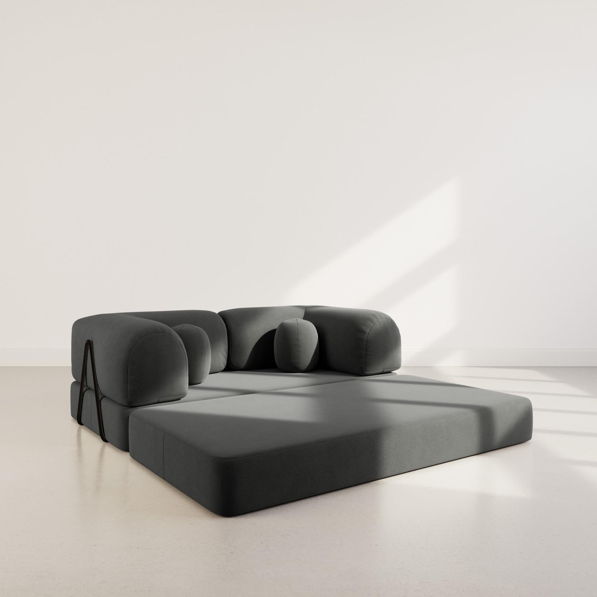 Voir la diapositive 2 : BEST MOBILIER Nebula - canapé 3 places convertible en velours texturé