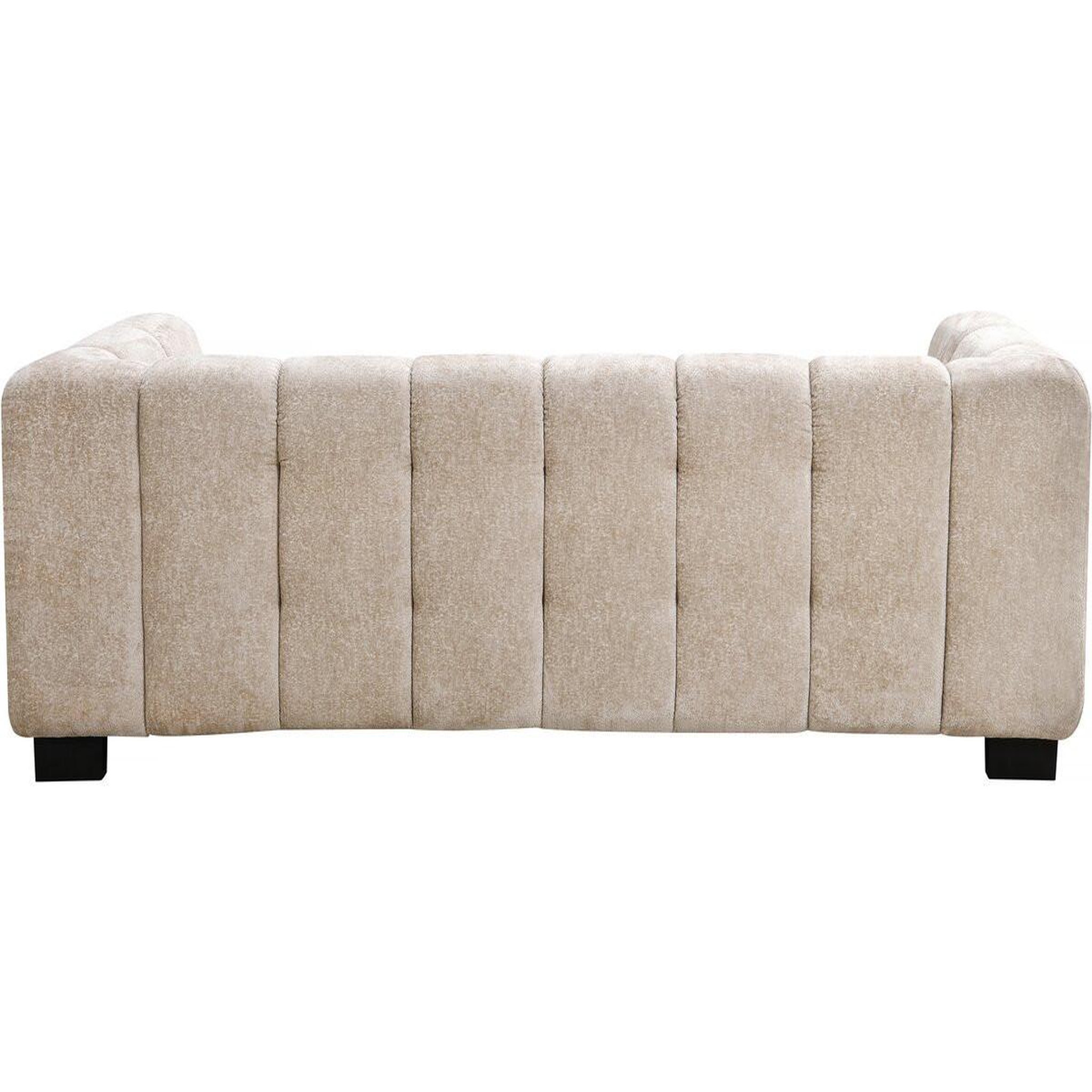 Voir la diapositive 4 : Habitat et Jardin Canapé droit design en tissu chenille 3 places  foch  - beige