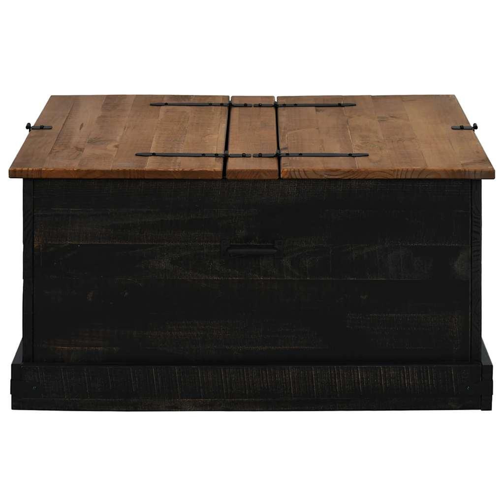 Voir la diapositive 4 : VIDAXL Coffre de rangement HALDEN noir 91x91x47 cm bois massif pin