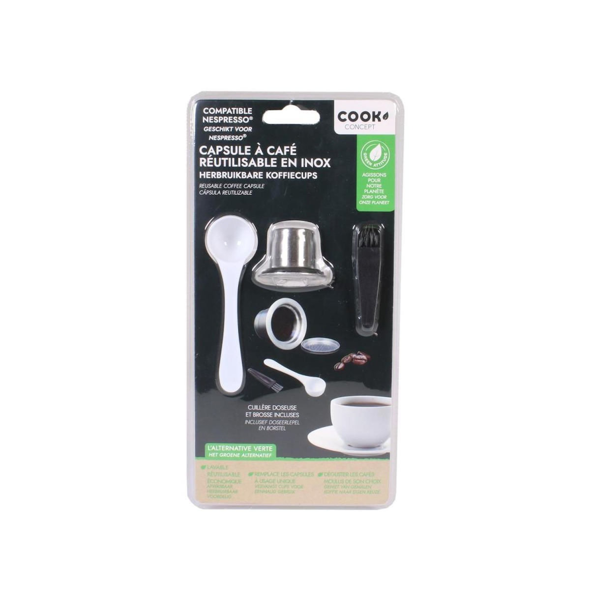 Paris Prix Capsule à Café Inox  Réutilisable  3cm Gris & Blanc