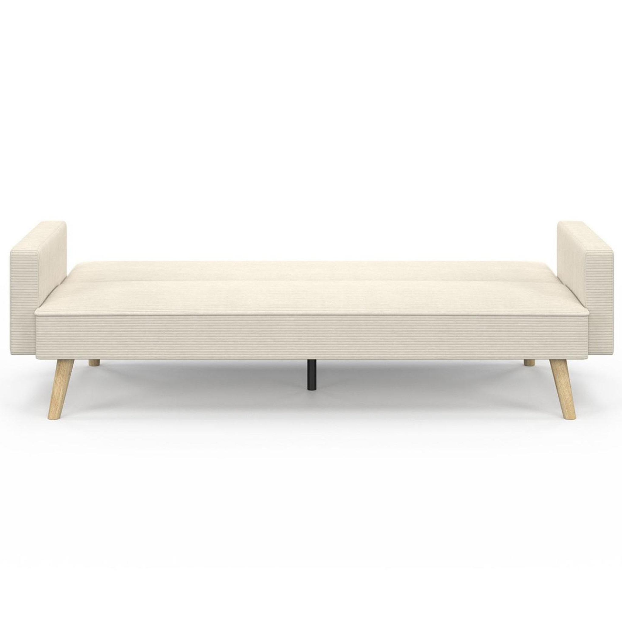 Voir la diapositive 6 : ID MARKET Canapé droit scandinave 3 places convertible lars en velours côtelé beige