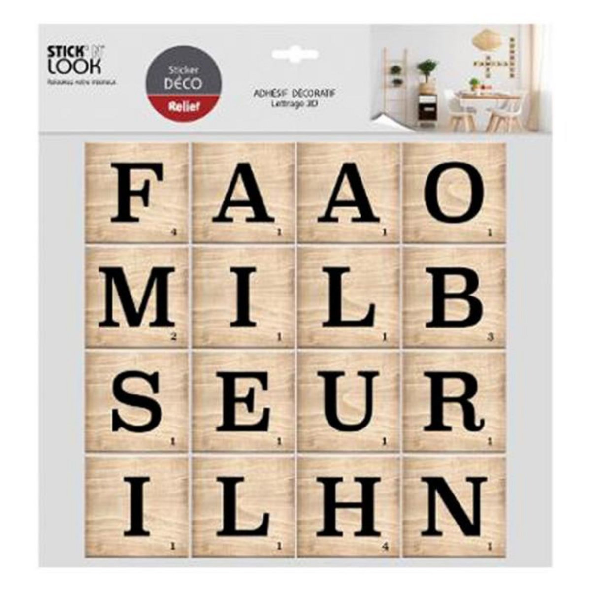 Stick'n Look Sticker Relief  Lettres  41x41cm Noir