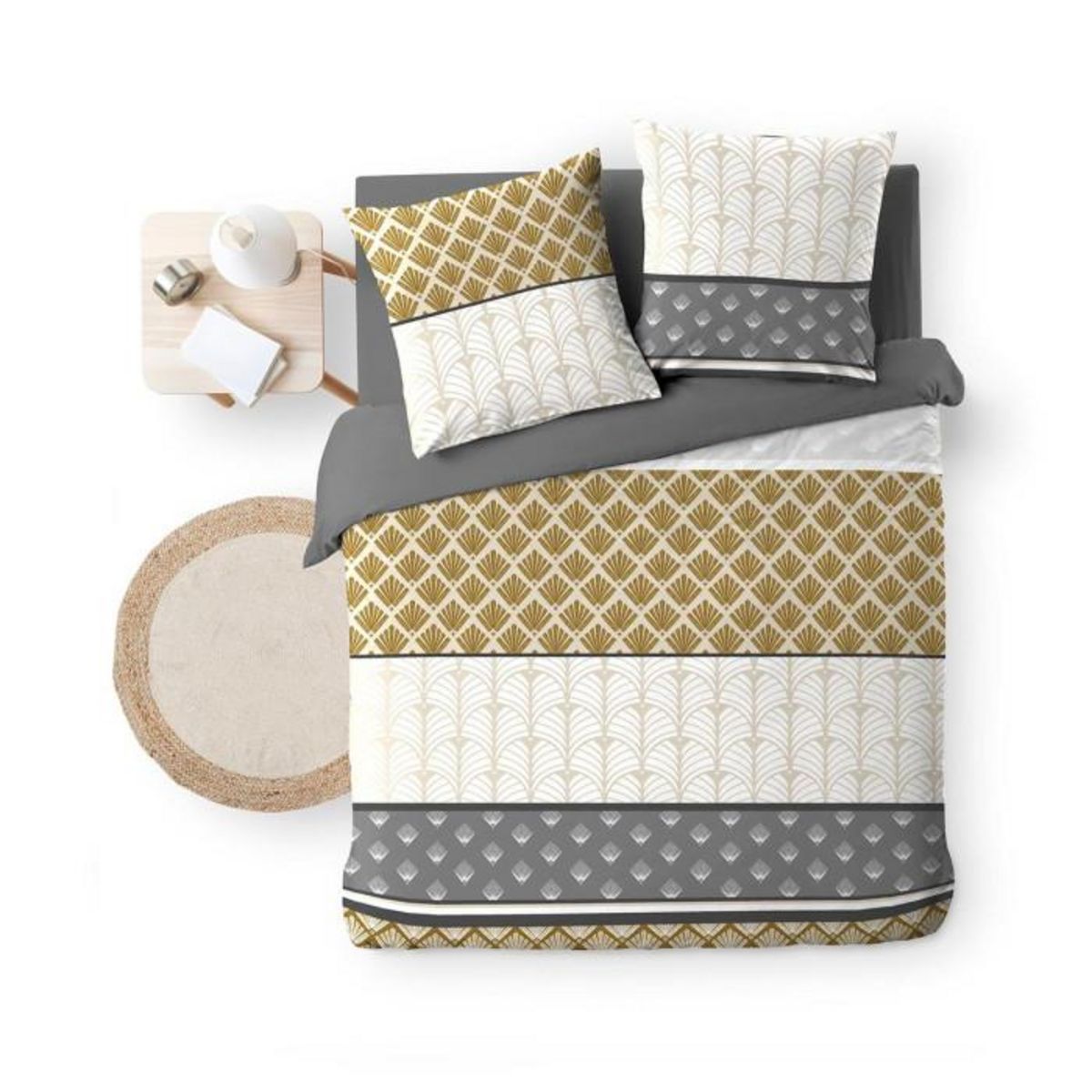 Paris Prix Parure de Lit 3 Pièces  Stria  240x220cm Ocre