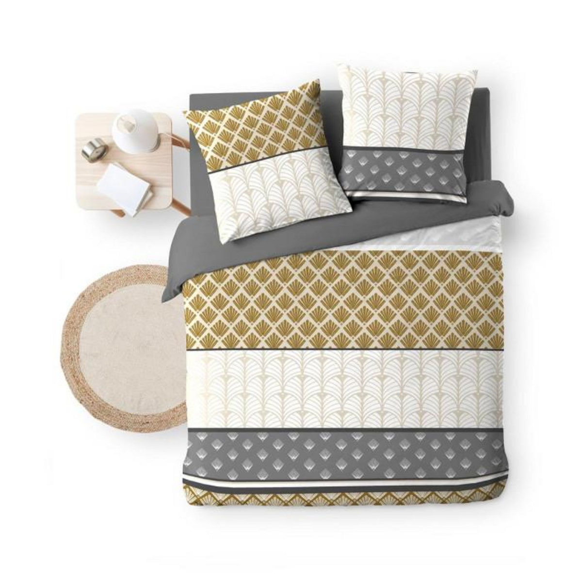 Paris Prix Parure de Lit 3 Pièces  Stria  240x220cm Ocre