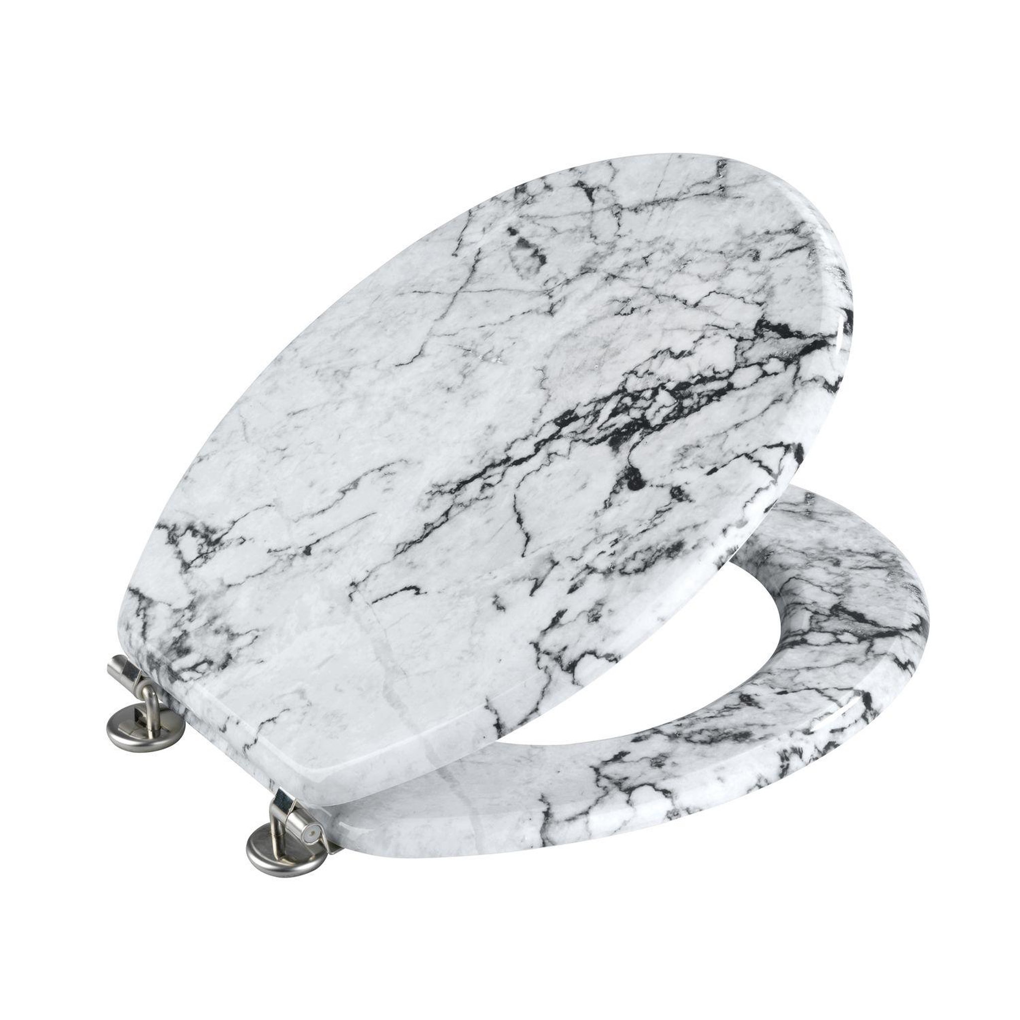 Voir la diapositive 3 : Wenko Abattant WC en MDF design marbre Onyx - Blanc