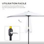 Voir la diapositive 5 : OUTSUNNY Demi parasol - parasol de balcon - ouverture fermeture manivelle - acier polyester haute densité blanc