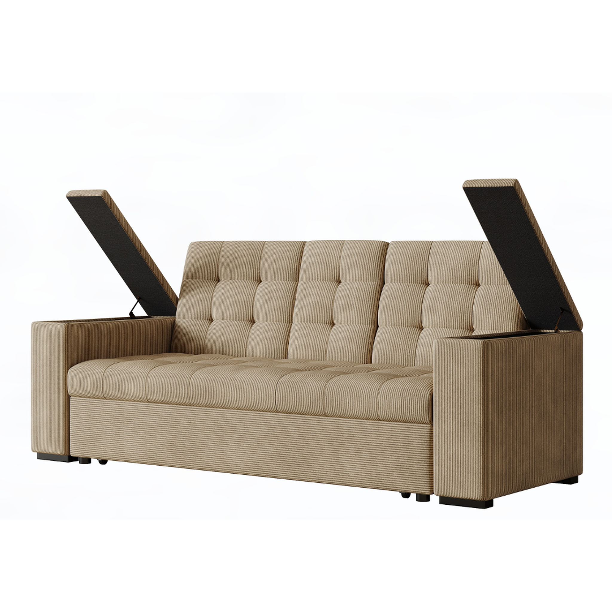 Voir la diapositive 4 : CONCEPT USINE Canapé 3 places convertibles beige velours côtelé noho