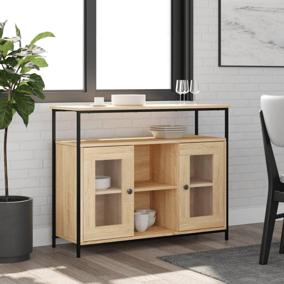 VIDAXL Buffet chene sonoma 100x35x80 cm bois d'ingenierie