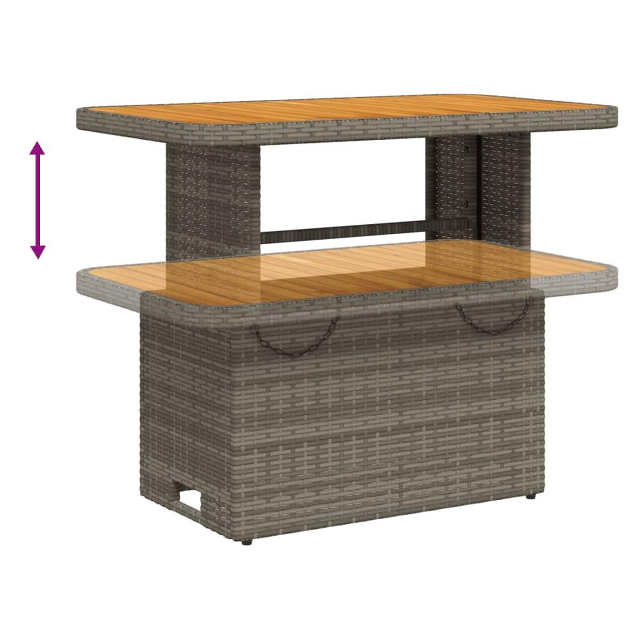 Voir la diapositive 4 : VIDAXL Table de jardin gris 90x55x71cm Resine tressee et bois d'acacia