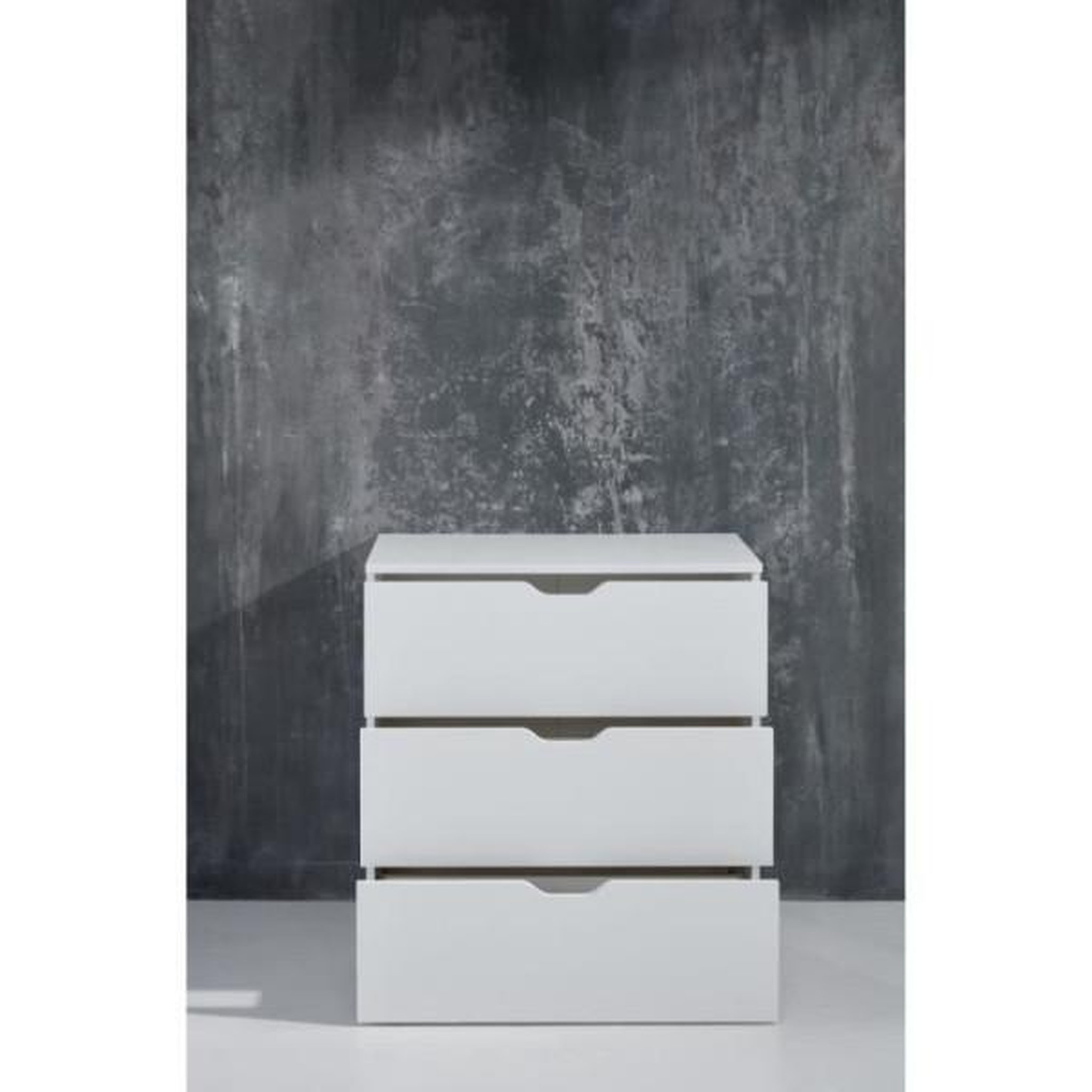 Voir la diapositive 5 : MARKET24 Commode BASIX - 3 tiroirs - Blanc mat - Bois - L 78 x P 40 x H 80 cm