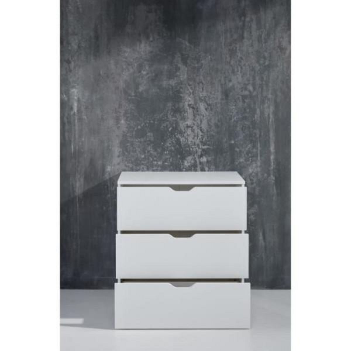 MARKET24 Commode BASIX - 3 tiroirs - Blanc mat - Bois - L 78 x P 40 x H 80 cm