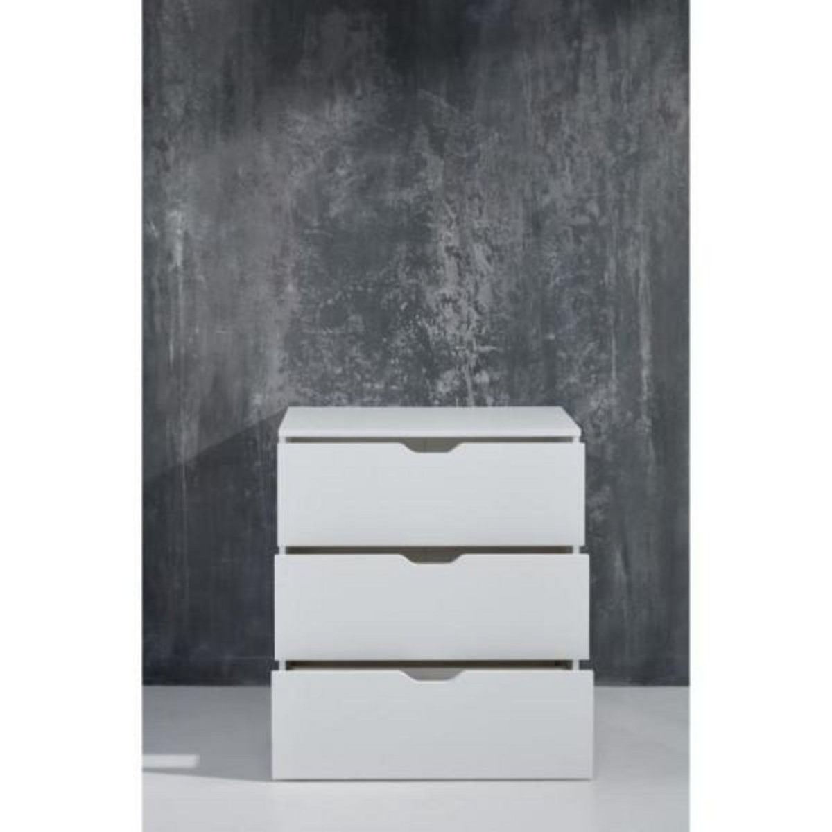 MARKET24 Commode BASIX - 3 tiroirs - Blanc mat - Bois - L 78 x P 40 x H 80 cm