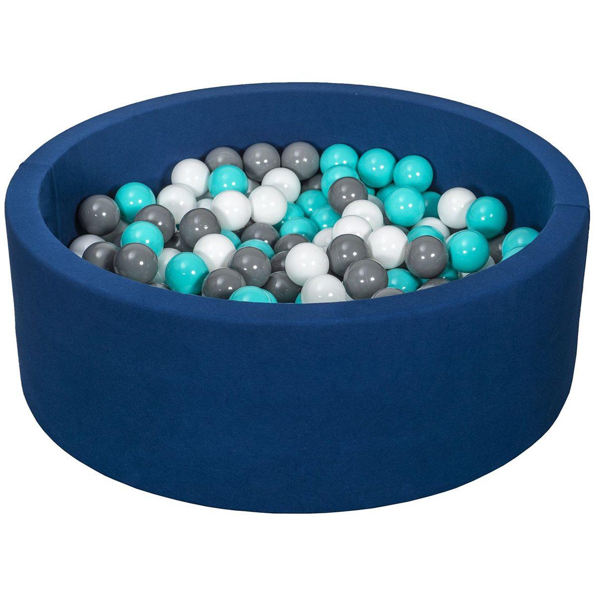 VELINDA Piscine à balles aire de jeu + 300 balles bleu marine blanc,gris,turquoise