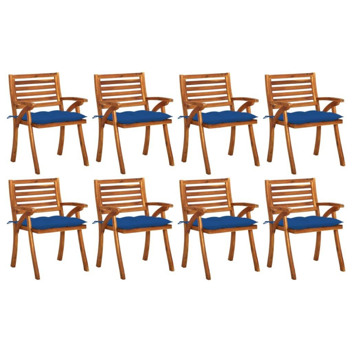 VIDAXL Chaises de jardin avec coussins lot de 8 Bois d'acacia solide