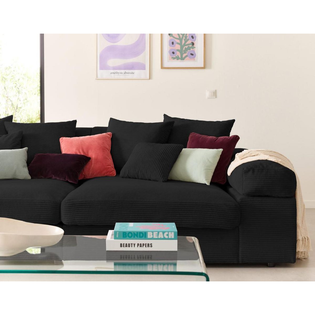 LISA DESIGN Aspen - canapé 4 places - assise profonde - velours côtelé