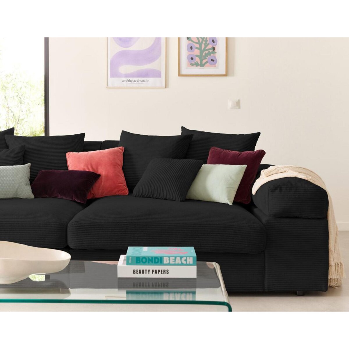 LISA DESIGN Aspen - canapé 4 places - assise profonde - velours côtelé