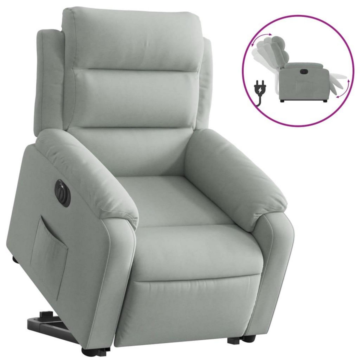 VIDAXL Fauteuil inclinable electrique gris clair velours
