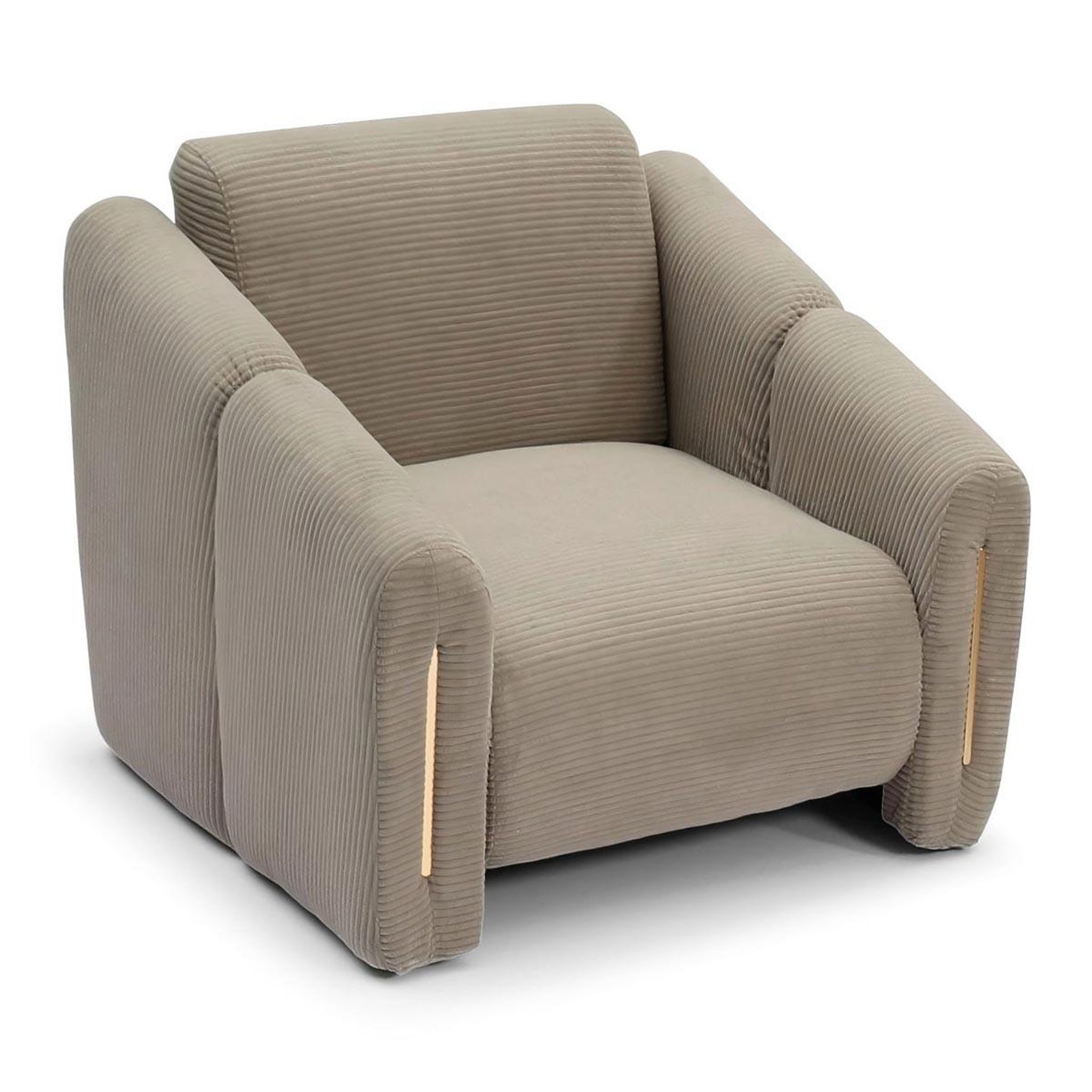 Paris Prix Fauteuil design en velours côtelé  maxine  92cm taupe