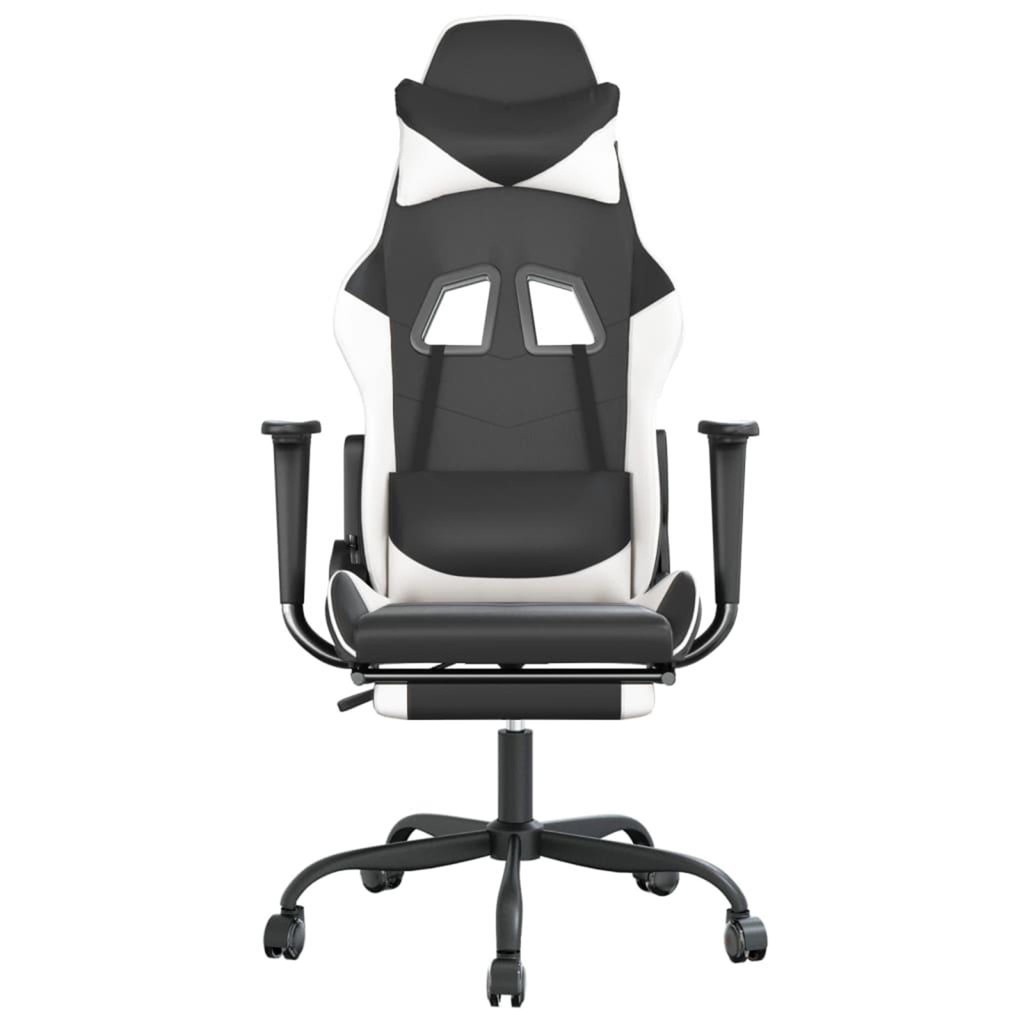 Voir la diapositive 3 : VIDAXL Chaise de jeu avec repose-pied Noir et blanc Similicuir