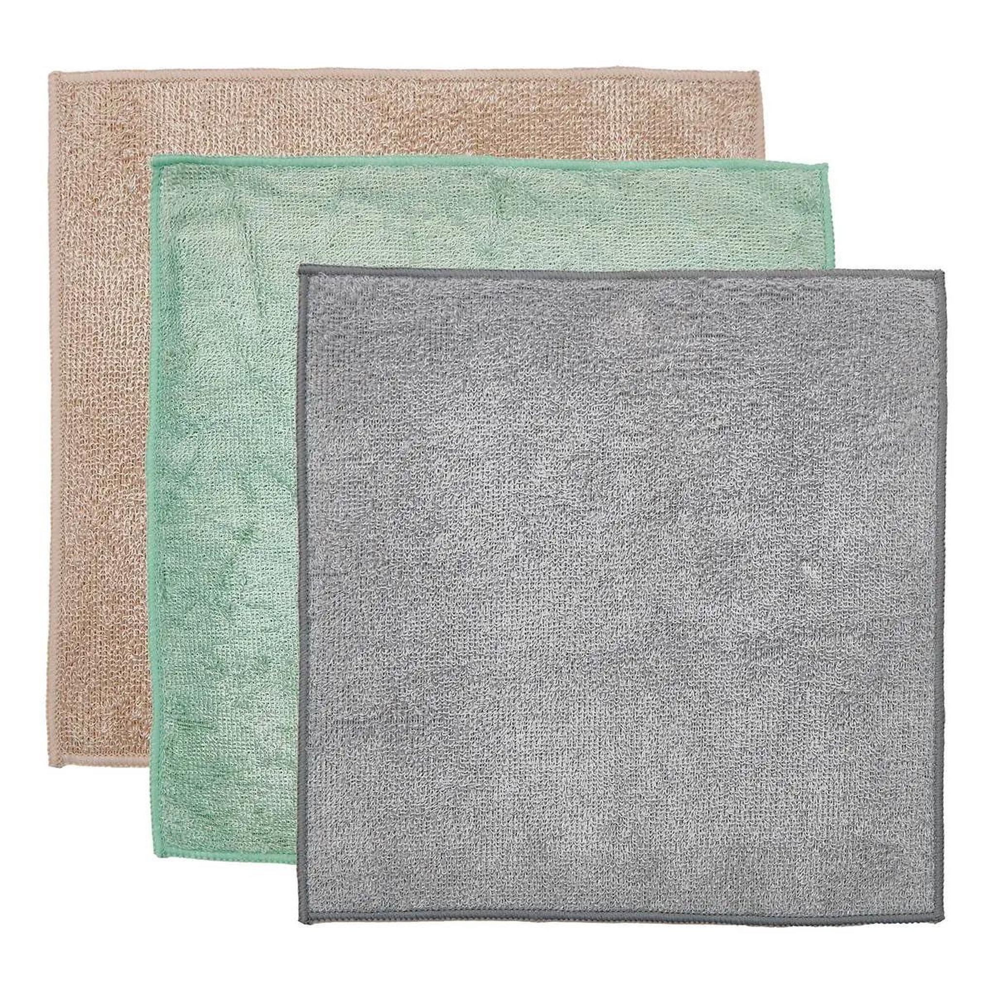 FIVE Lot de 3 chiffons multiusages  bamboo  30x30cm multicolore