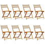 Voir la diapositive 2 : VIDAXL Chaises de jardin pliantes lot de 8 beige rotin et bois massif