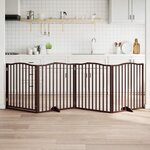 VIDAXL Barriere pour chiens avec porte 4 panneaux bois de peuplier