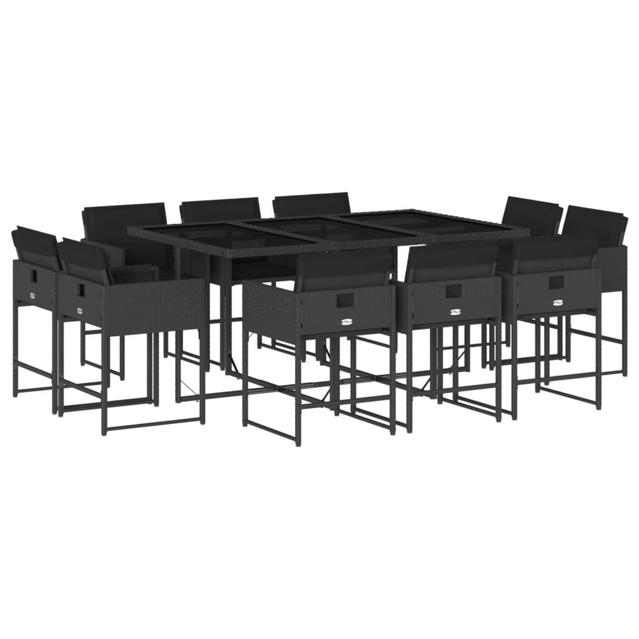 Voir la diapositive 2 : VIDAXL Ensemble a manger de jardin 11 pcs coussins noir resine tressee