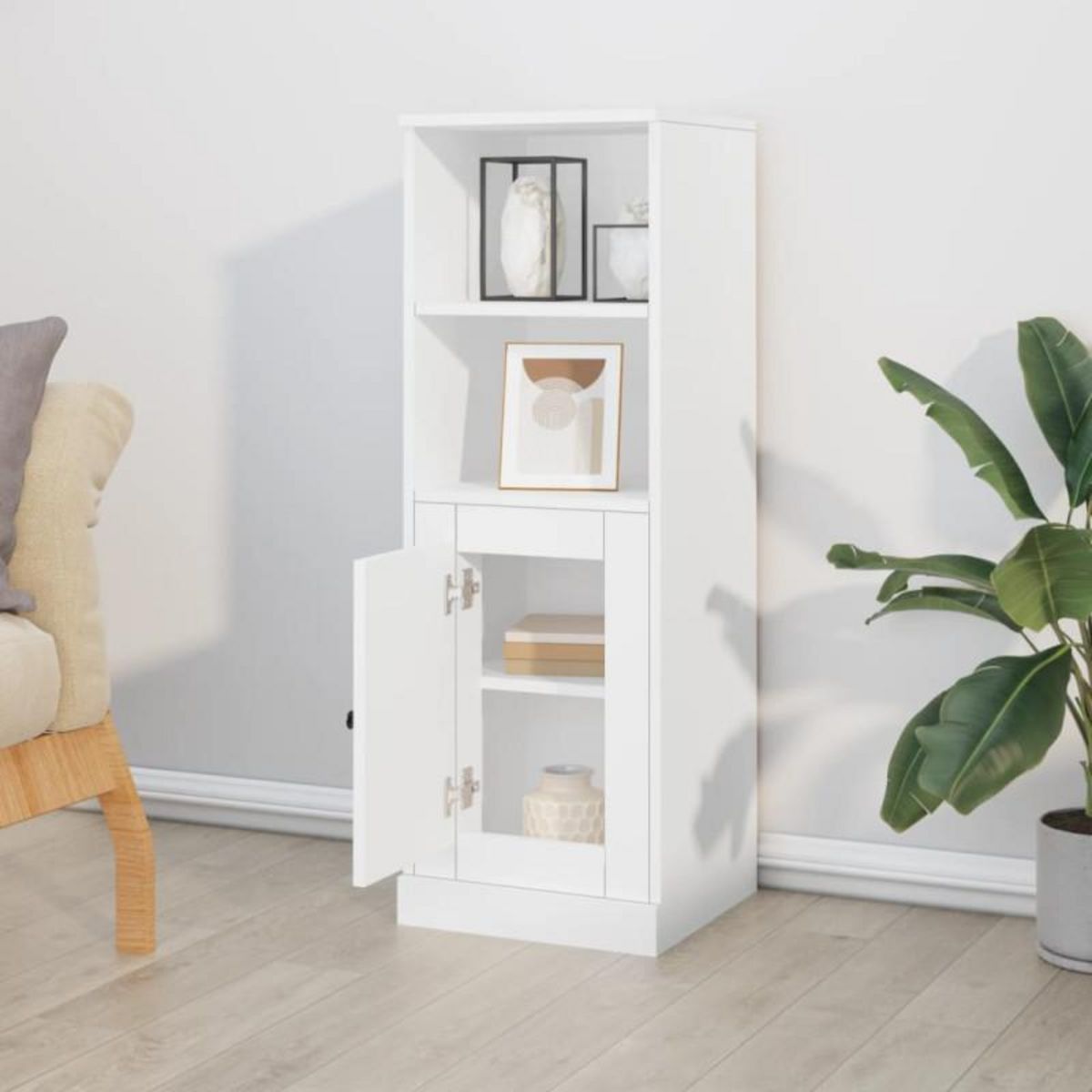 VIDAXL Buffet haut blanc 36x35,5x103,5 cm bois d ingénierie