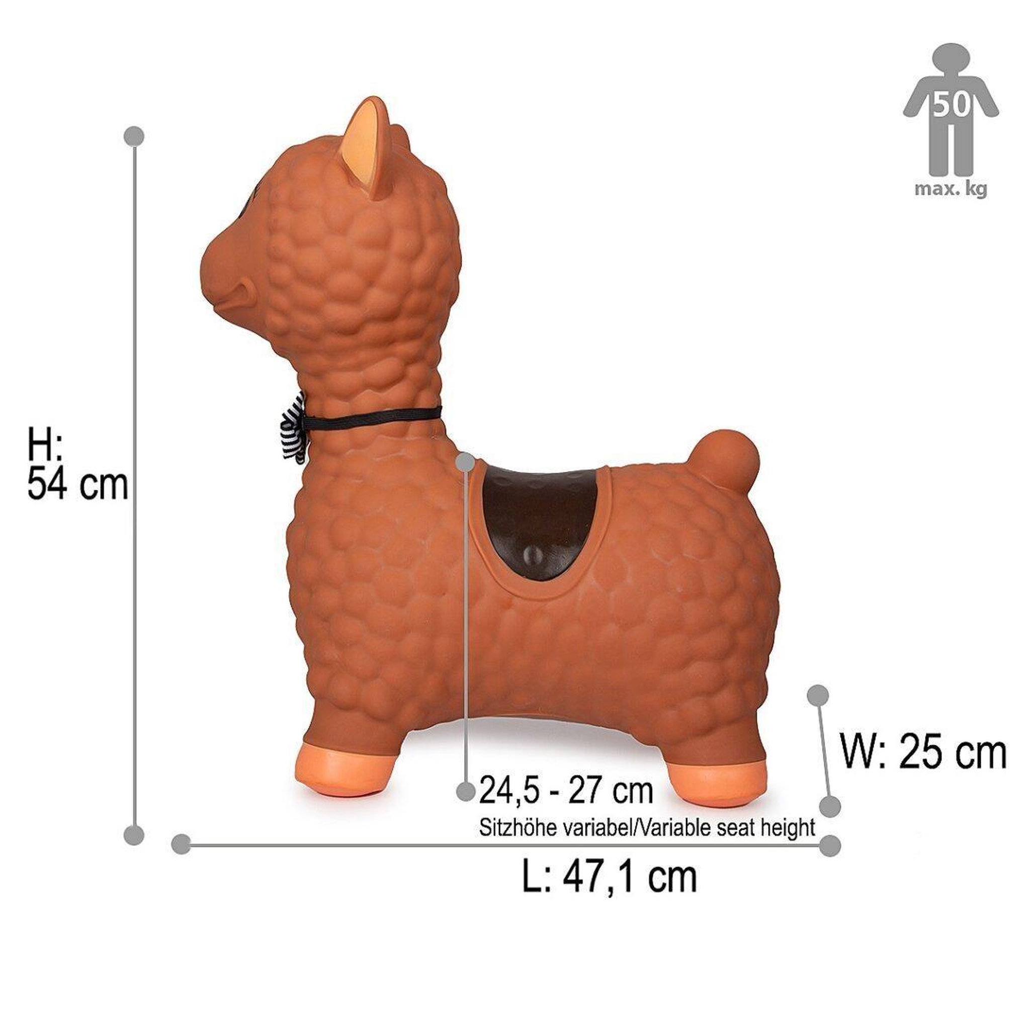 Voir la diapositive 2 : Jamara Animal rebondissant lama hoppydoo marron avec pompe