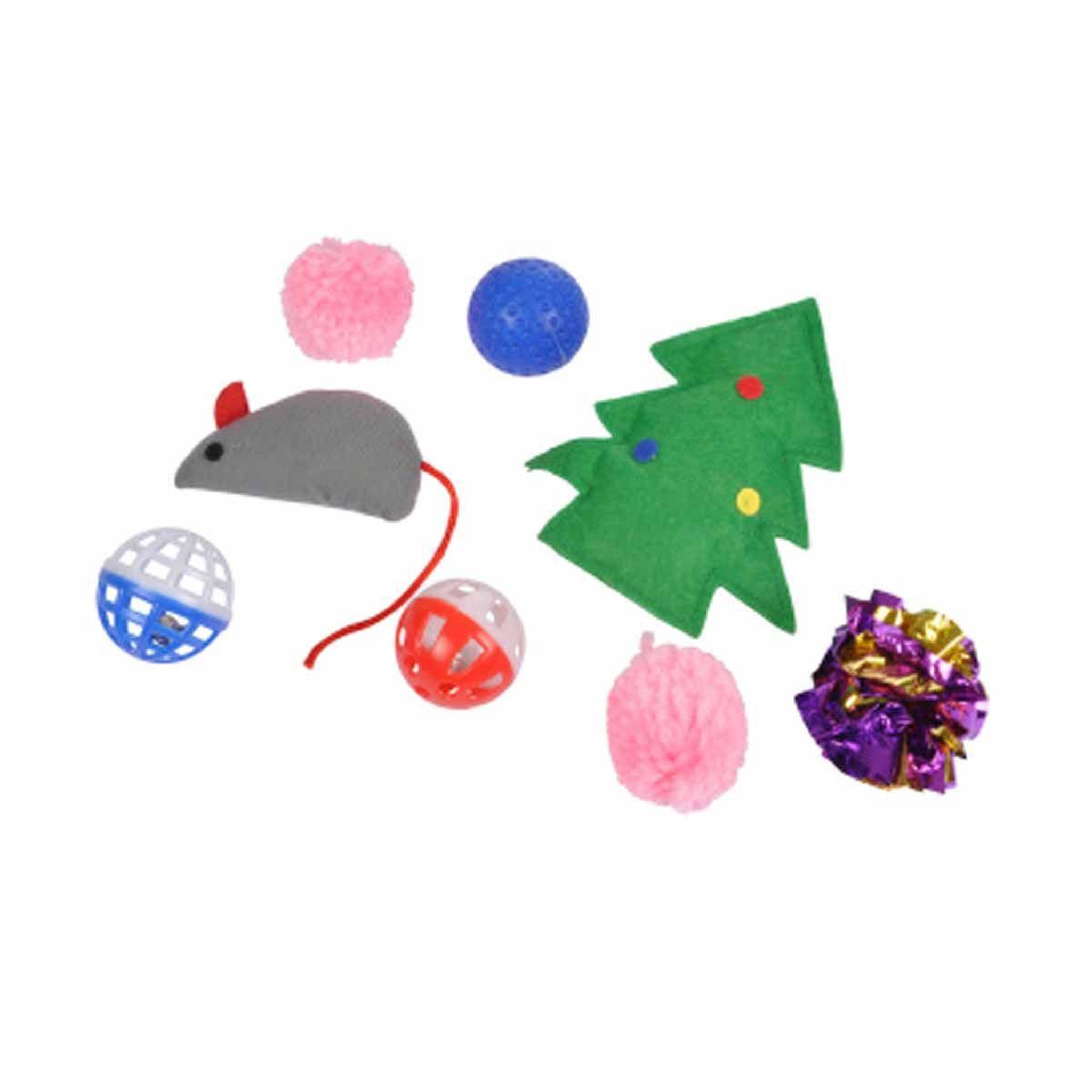 LOVE STORY Lot de 8 Jouets pour Chat  Chaussette Noël  30cm Multicolore