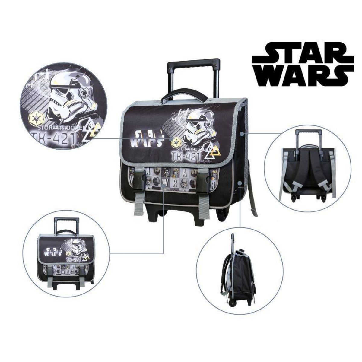 Bagtrotter BAGTROTTER Cartable à roulettes 38 cm Disney Star Wars Noir