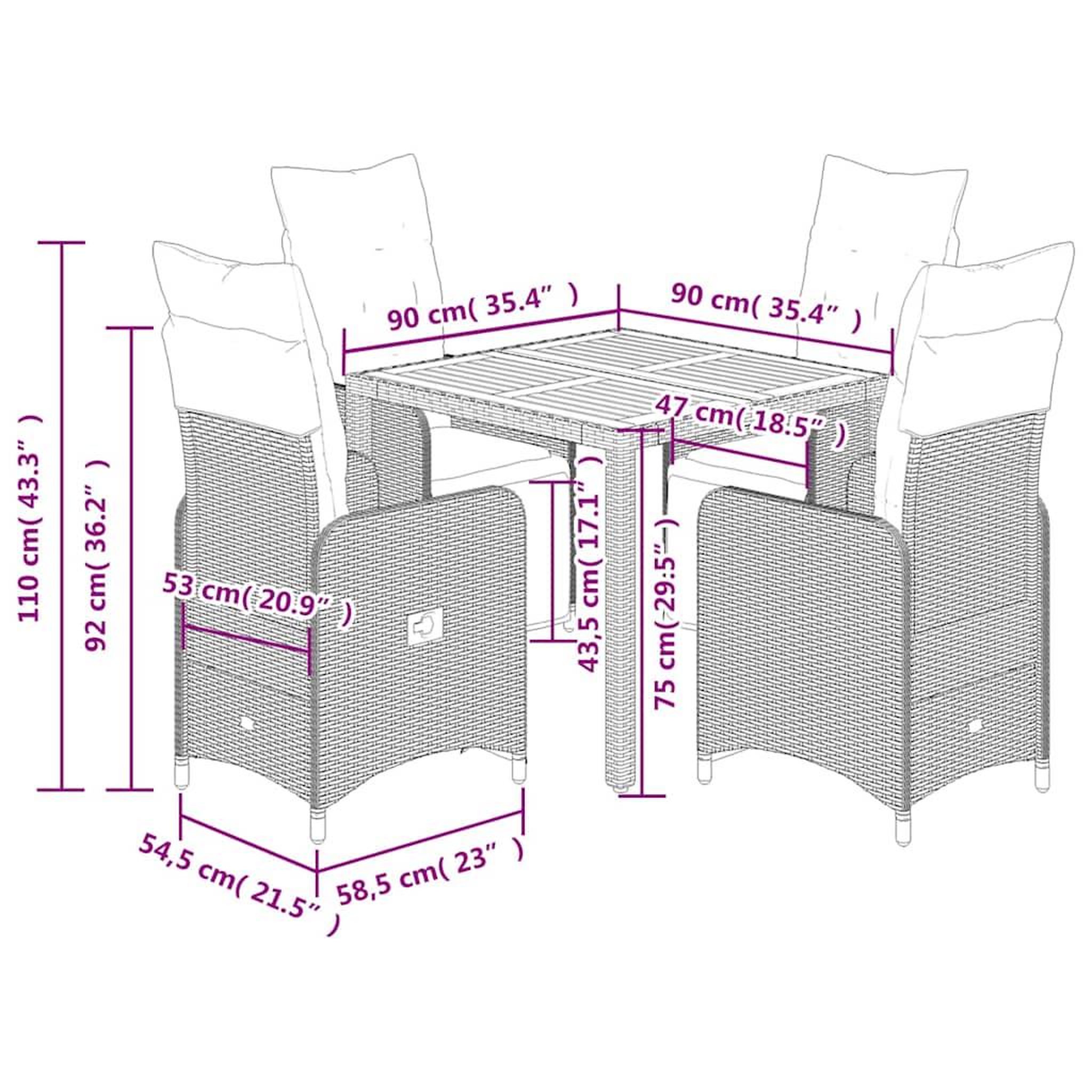 Voir la diapositive 6 : VIDAXL Ensemble de bistro de jardin 5 pcs coussins gris poly rotin
