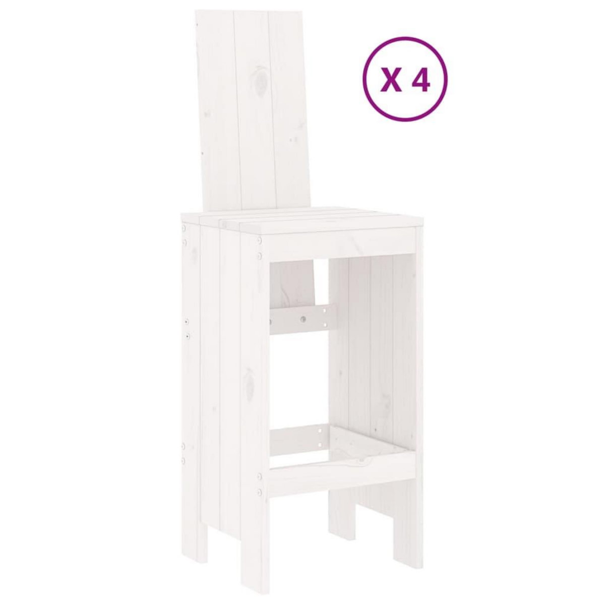 VIDAXL Ensemble de bar de jardin 5 pcs blanc bois massif de pin