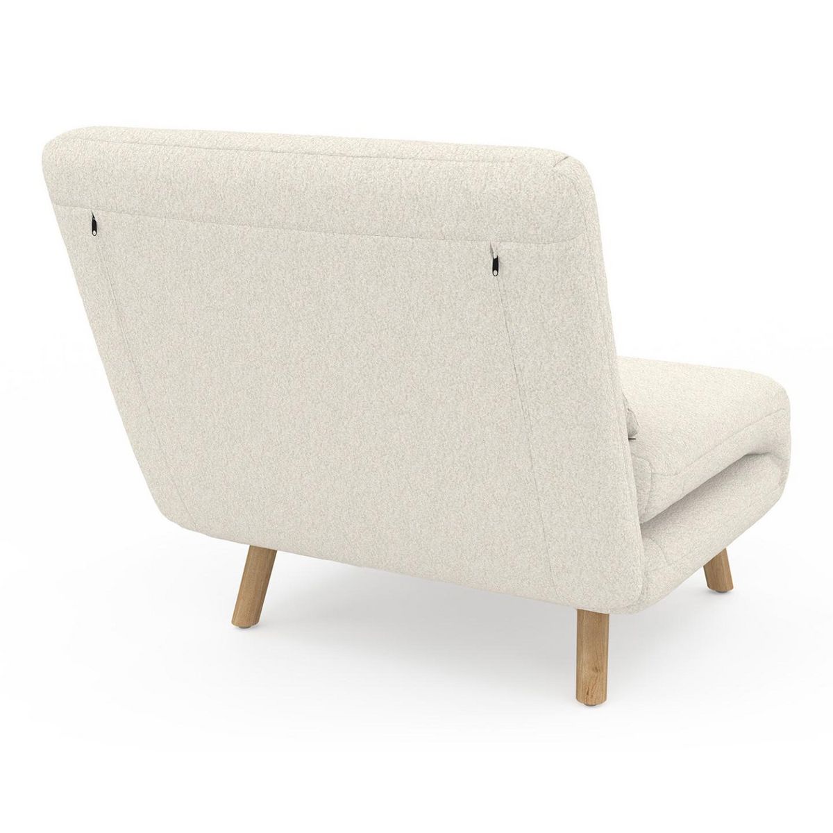 ID MARKET Fauteuil convertible ROMEO lit d'appoint 1 place 80x190 cm bouclette blanc