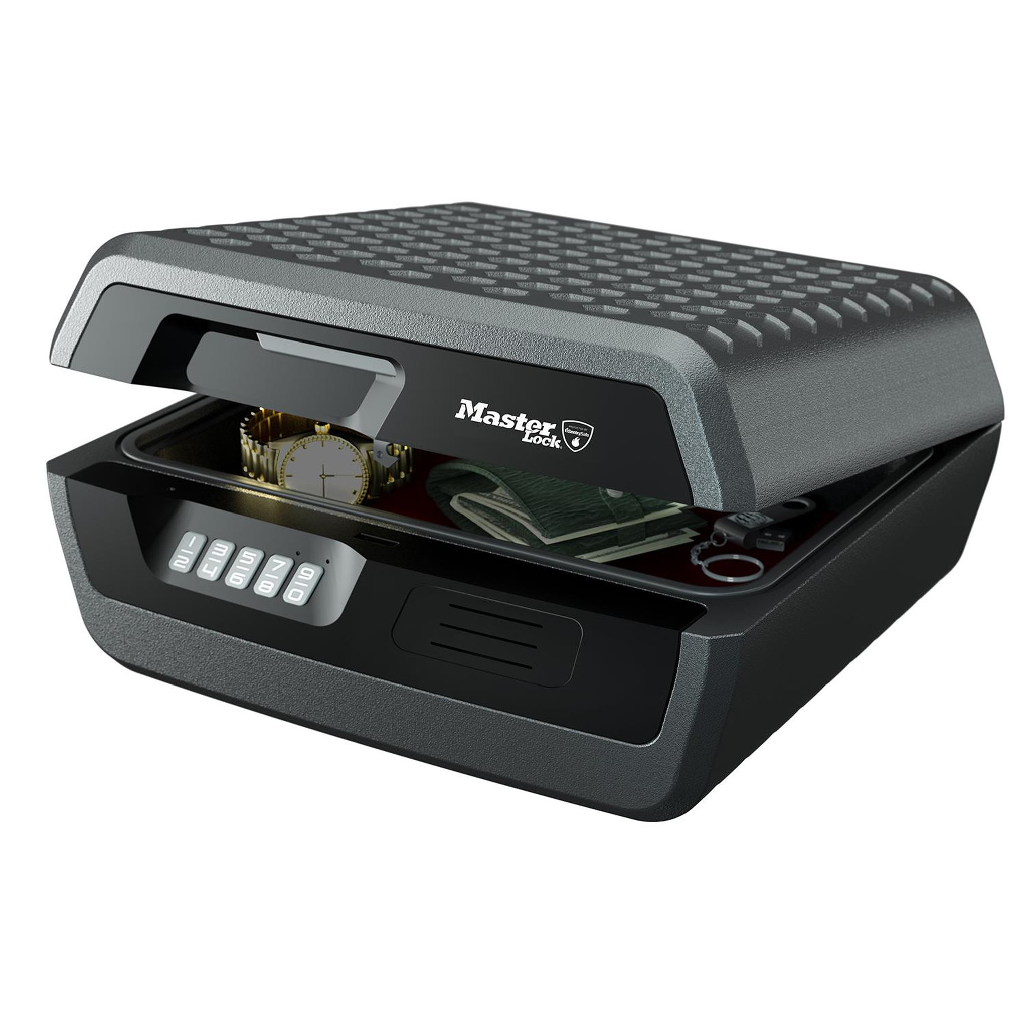 Master lock Malette de Sécurité Anti feu [Ignifuge et Etanche] [Large 10L] [Combinaison Electronique]