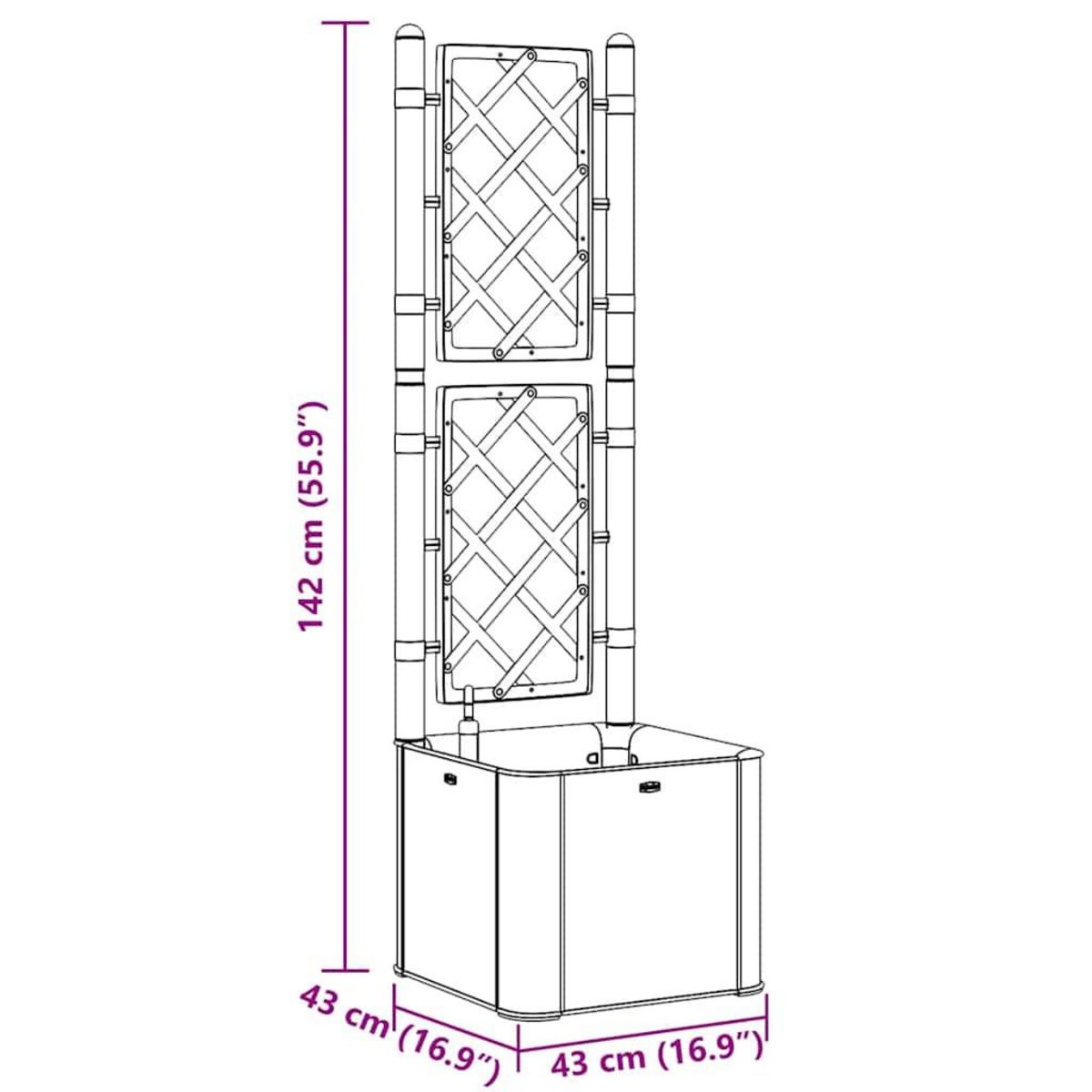 VIDAXL Lit sureleve de jardin et treillis et systeme d'arrosage Moka