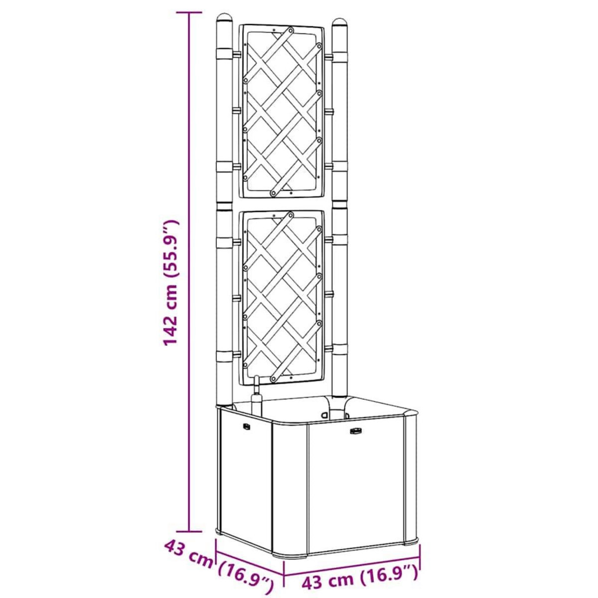 VIDAXL Lit sureleve de jardin et treillis et systeme d'arrosage Moka