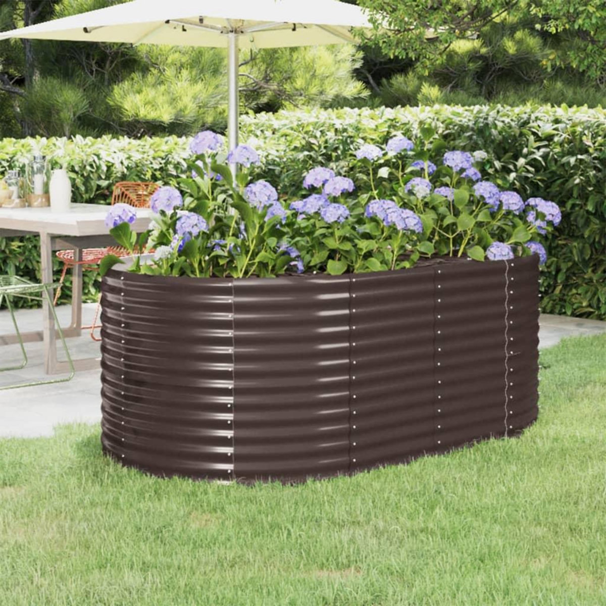 VIDAXL Lit sureleve de jardin Acier enduit de poudre marron