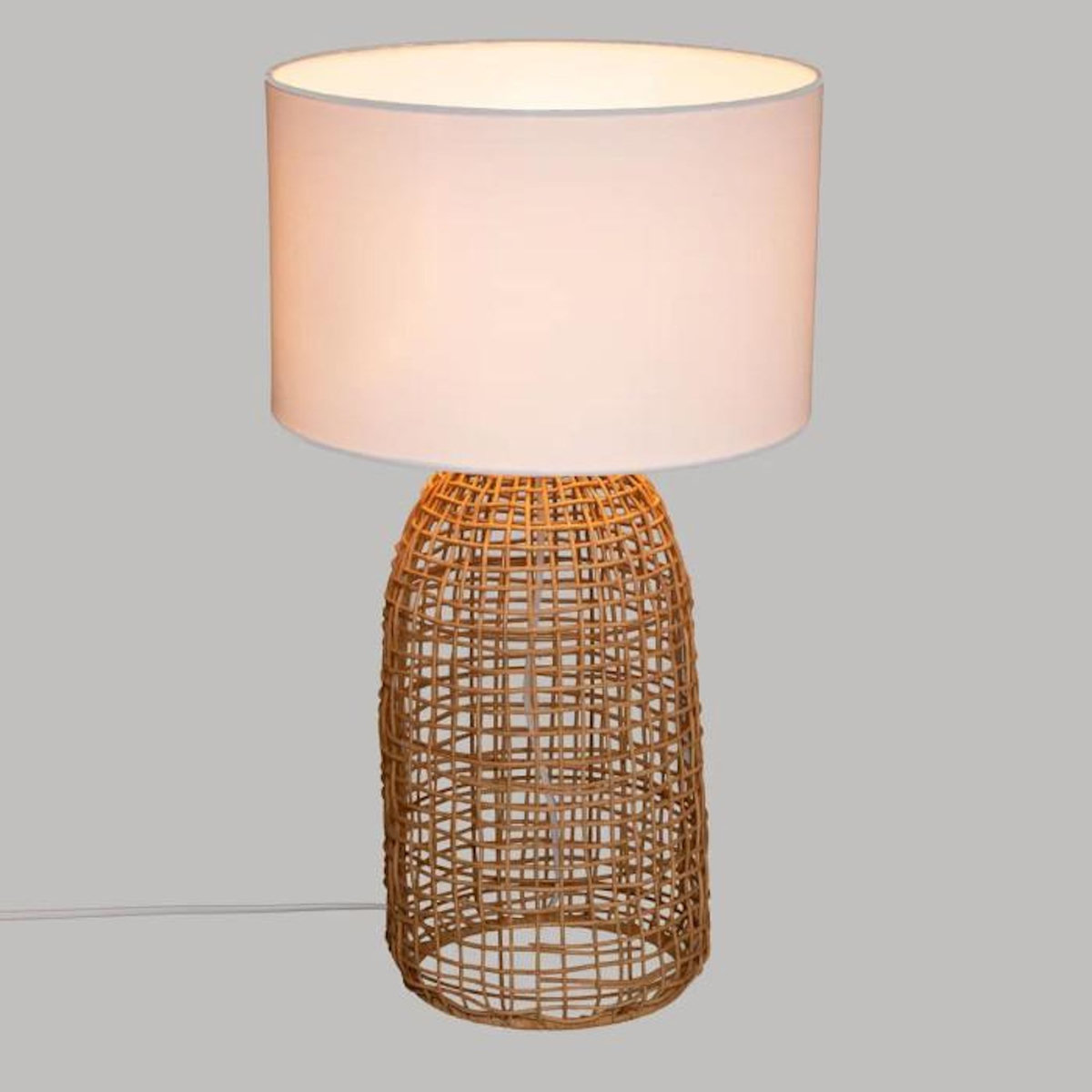 ATMOSPHERA Lampe Cylindrique en Rotin  Karla  55cm Beige