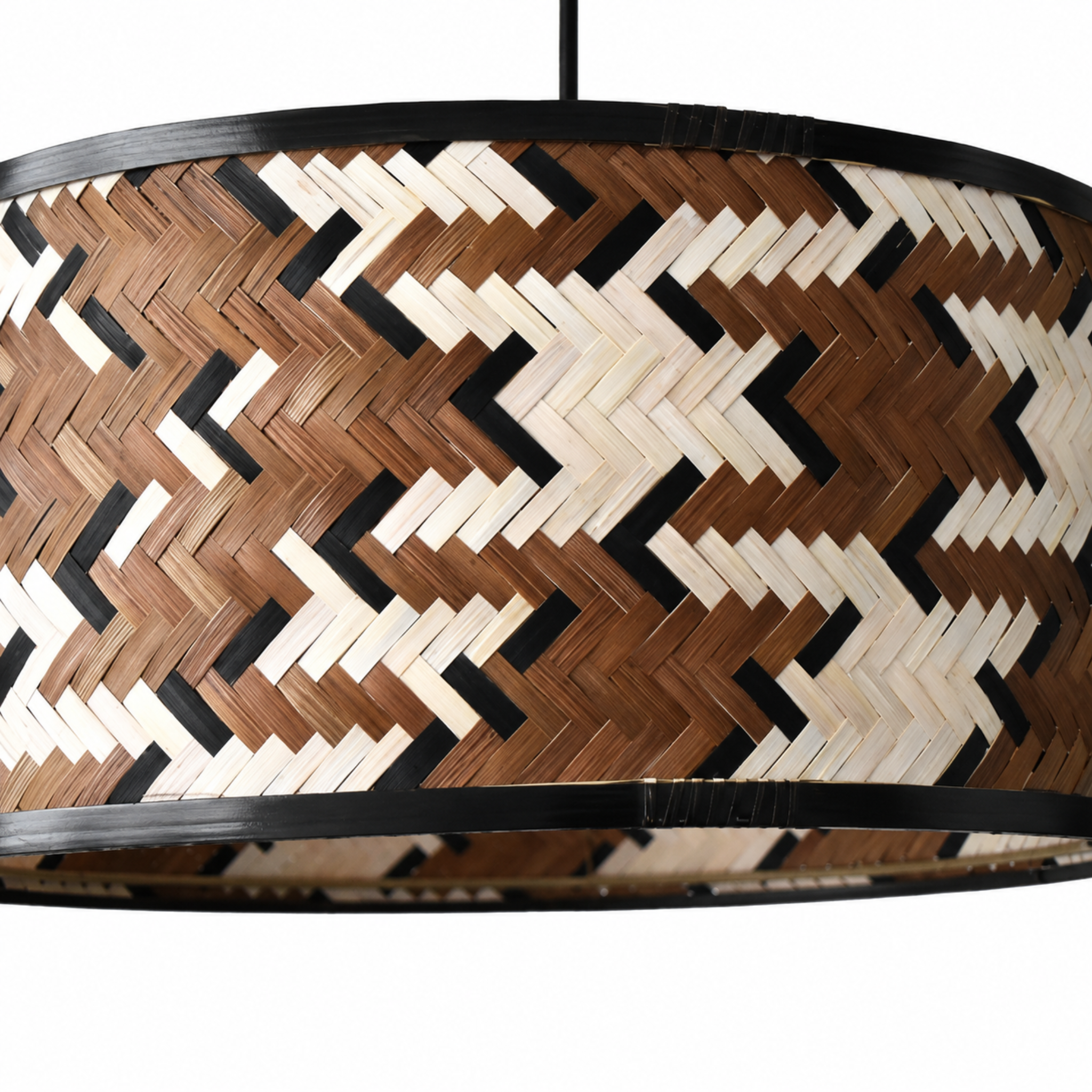Voir la diapositive 6 : MAISON PAVANE Suspension en bambou tressé marron et noir 50 cm-phil