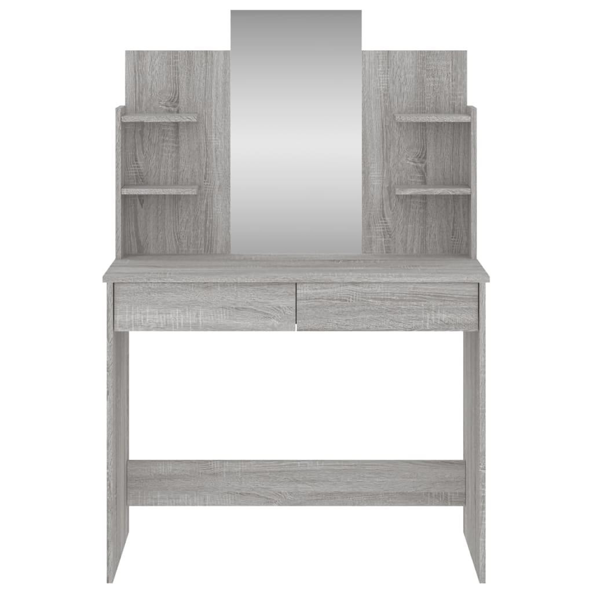 Voir la diapositive 4 : VIDAXL Coiffeuse avec miroir sonoma gris 96x39x142 cm