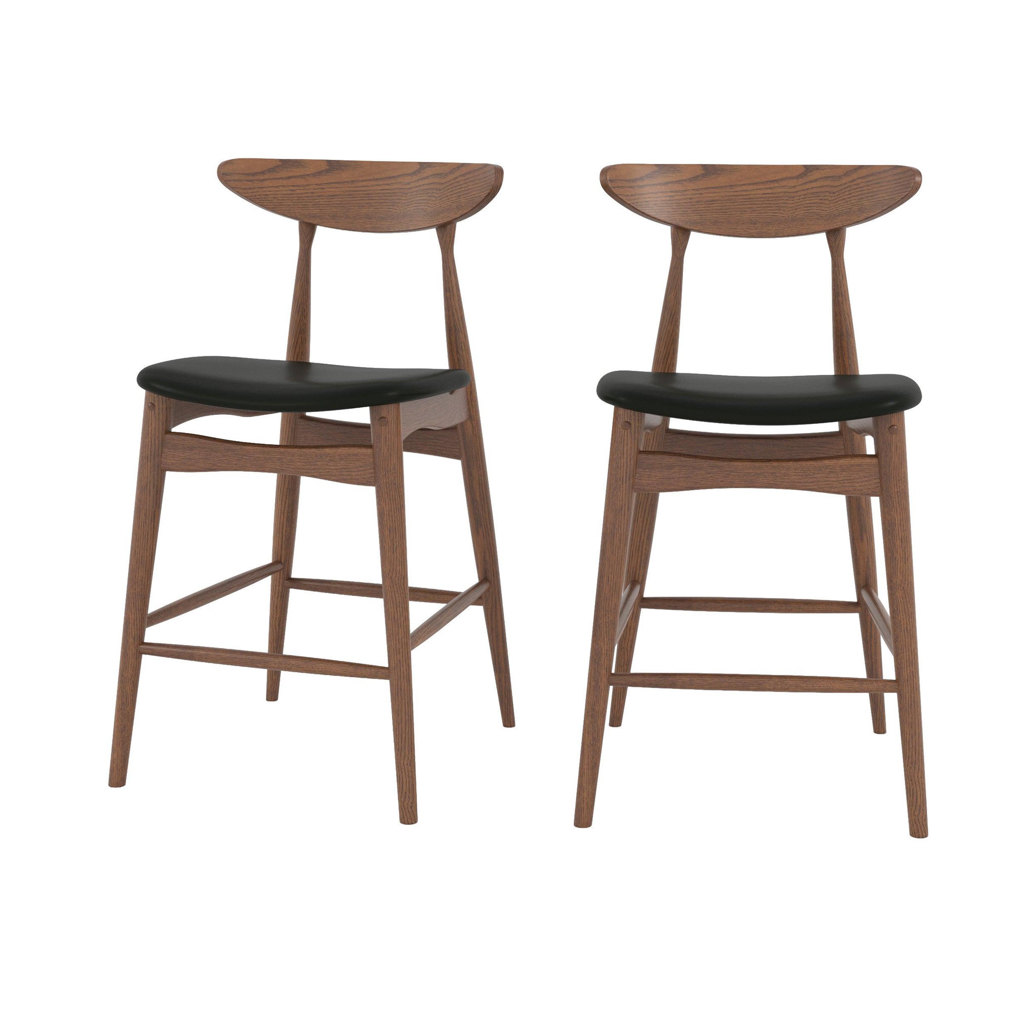 MAISON PAVANE Lot de 2 chaises pour ilot central 63,5 cm en cuir synthétique noir -josette