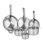 ELO Ensemble de 3 Poêles de cuisson 24, 28 et 32 cm et 3 faitouts 14, 16 et 20 cm Elo Profi Brillant