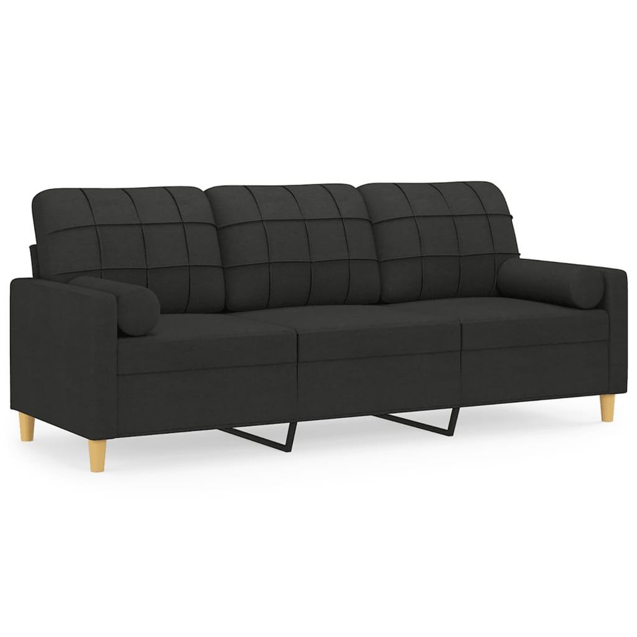 Voir la diapositive 2 : VIDAXL Canape 3 places avec oreillers decoratifs noir 180 cm tissu