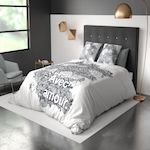 Les Ateliers du Linge Parure housse de couette 100% coton bio 47 fils/cm2-avec amour. Coloris disponibles : Gris