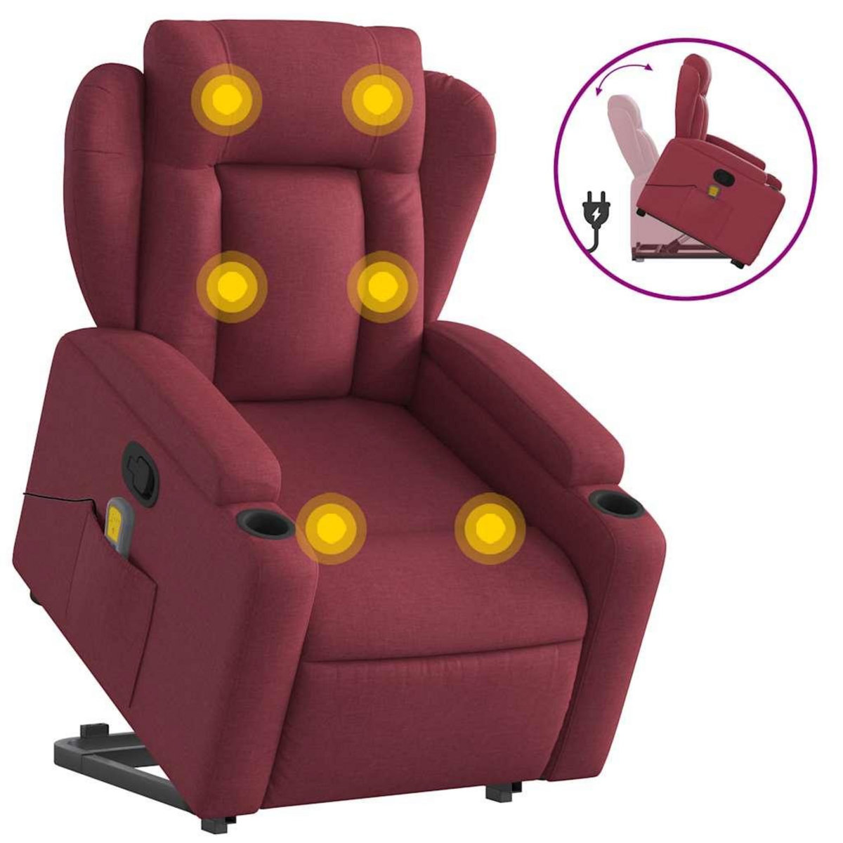 VIDAXL Fauteuil inclinable de massage Rouge bordeaux Tissu